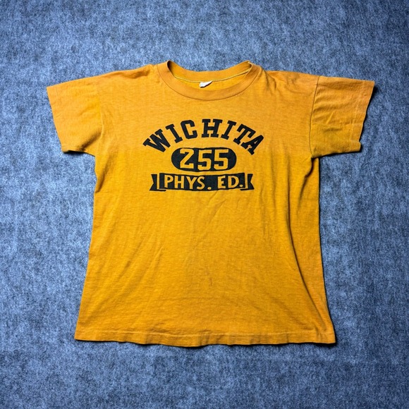 Vintage 1950s Champion Wichita Phys Ed T Shirt Large 20x23 USA